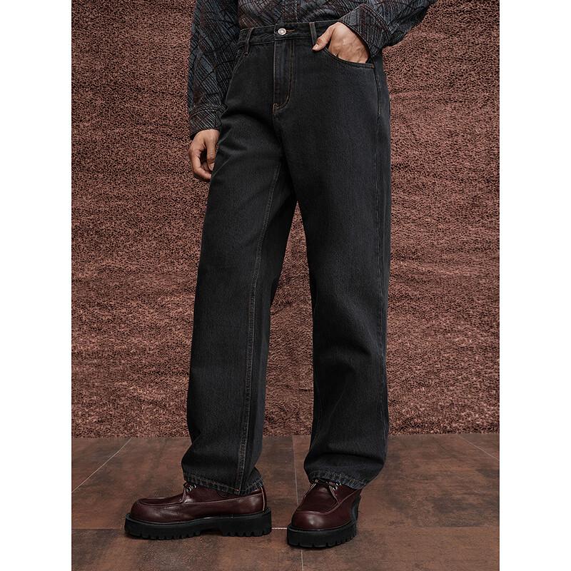 GXG Men's Black-Gray Loose Straight Fit Jeans