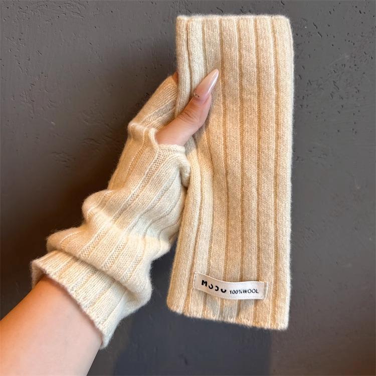 

Шерстяные вязаные короткие перчатки универсальны для осени и зимы. Вязаные шерстяные нарукавники без пальцев в корейском стиле и рукава для горячих девушек для женщин M