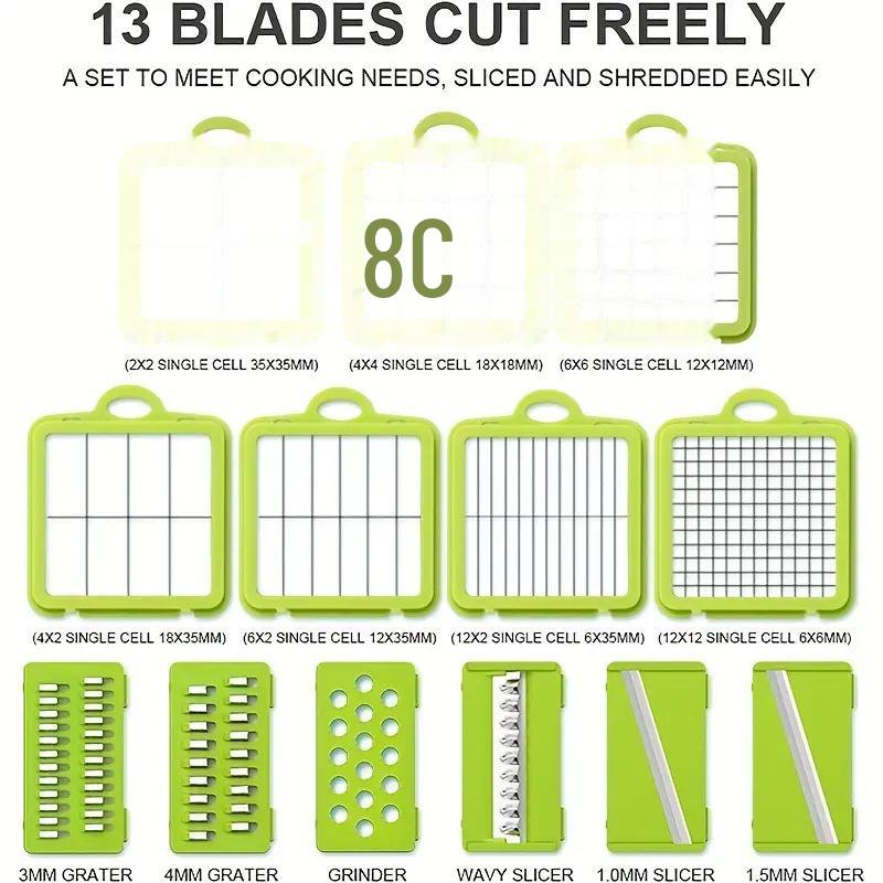 22-Piece Kitchen Vegetable Cutter, Slicer, Grater, and Dicer Set