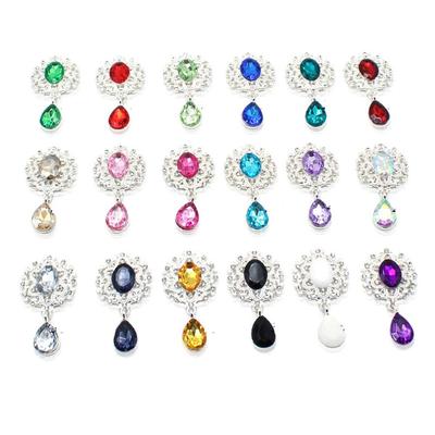 Water Droplets Sparkling Crystal Faceplate Sewing Button Pendant Scrapbooking Alloy Rhinestone