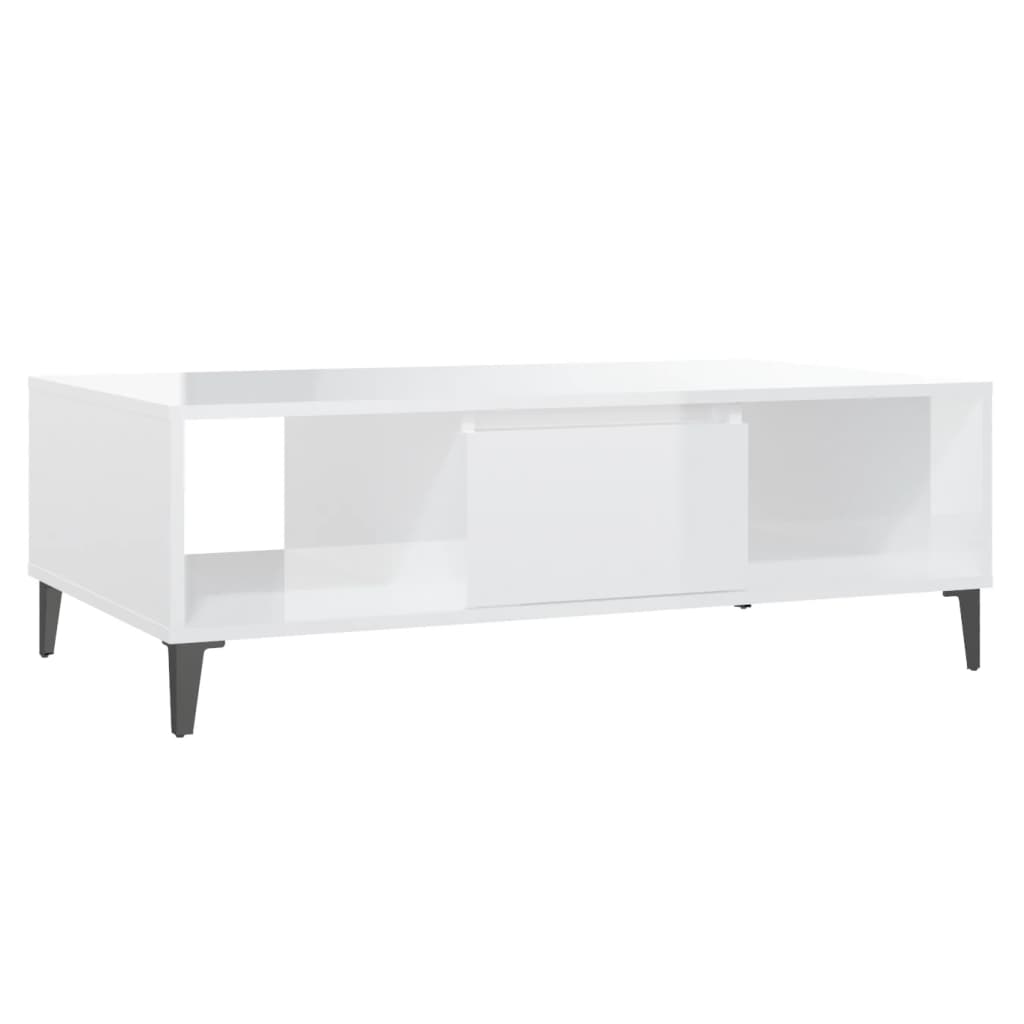  Coffee Table, White, High Gloss, 103.5x60x35 Cm