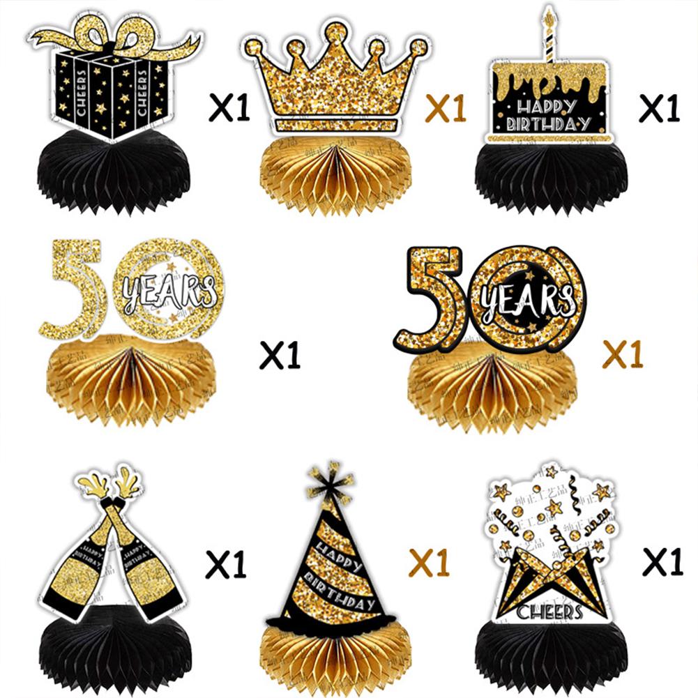 8 Pcs/set Paper Birthday Party Honeycomb Ball Decoration 18/40/50/60-year-old Desktop Gifts Decoration Photo Favor Booth Props