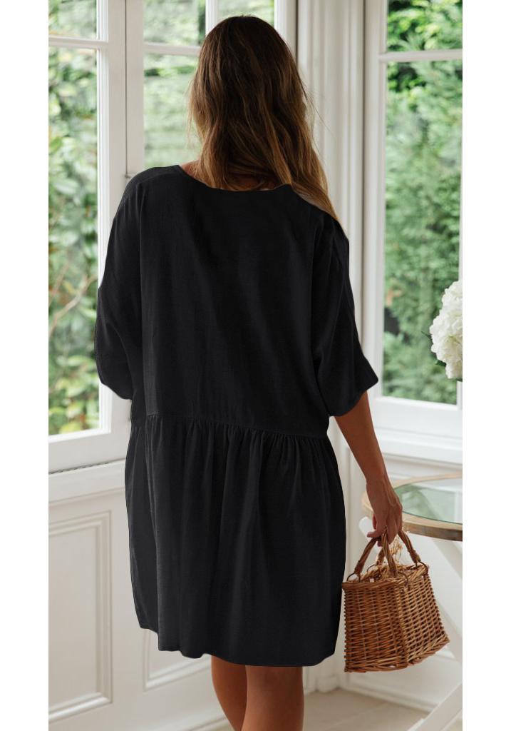 European & American Cotton Bamboo Pocket Swimsuit Cover-up