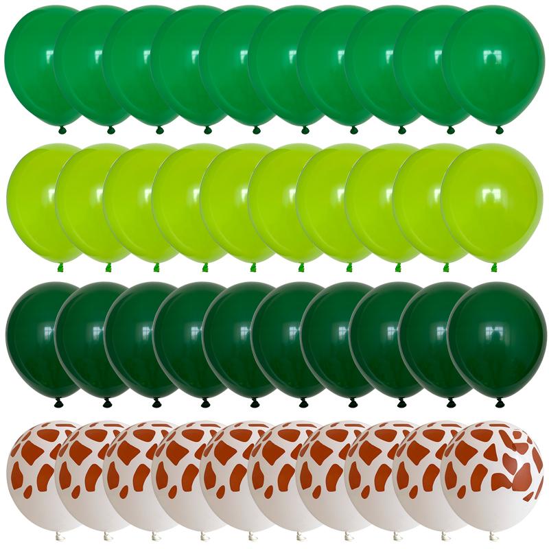 40pcs Green Balloons Set Metallic Confetti Balloon Jungle Safari Animal Birthday Party Decorations Kids Boy Baby Shower