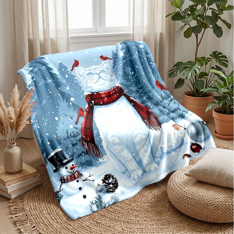 Flower Crown Cat Theme Blanket Lightweight Warm Flannel Blanket Decorative Throw Blanket for Home Decoration