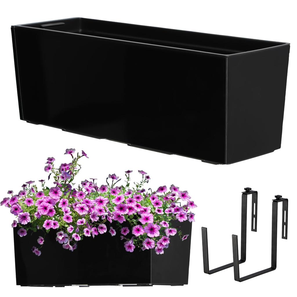 KADAX Flowerpot Balcony Box Handles 19x56cm Black
