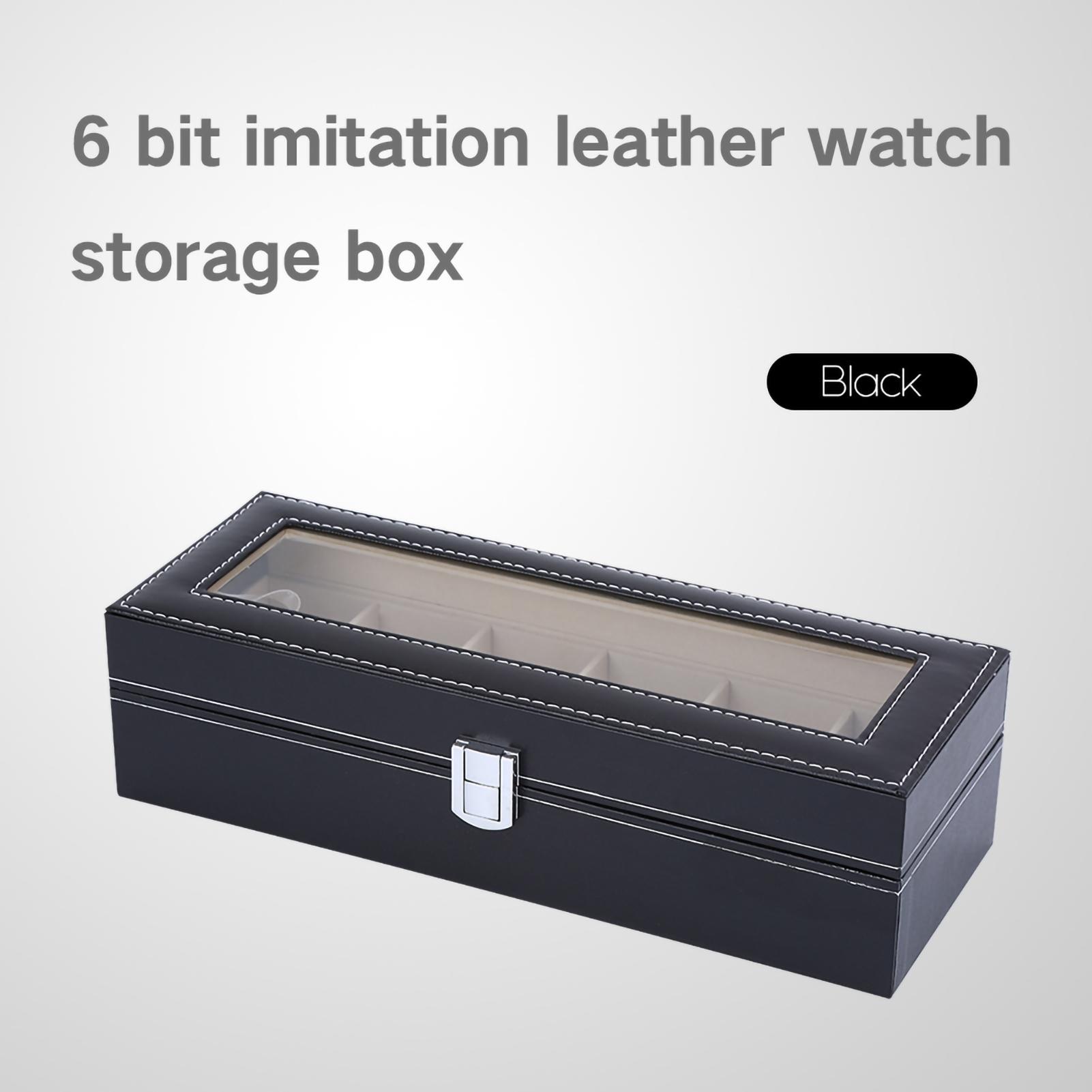 

6-ячеечный дисплейный кейс для часов из ПУ кожи, хранение, шкатулка для драгоценностей, подставка-лоток для браслетов чёрный