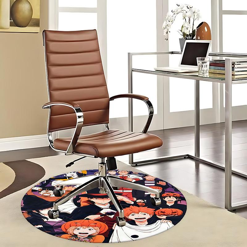 

1pc Halloween Pumpkin Anime Cartoon Design Round Carpet for Office Chair Mat, NonSlip Rug Suitable for Home Decor, Living Room 80cm