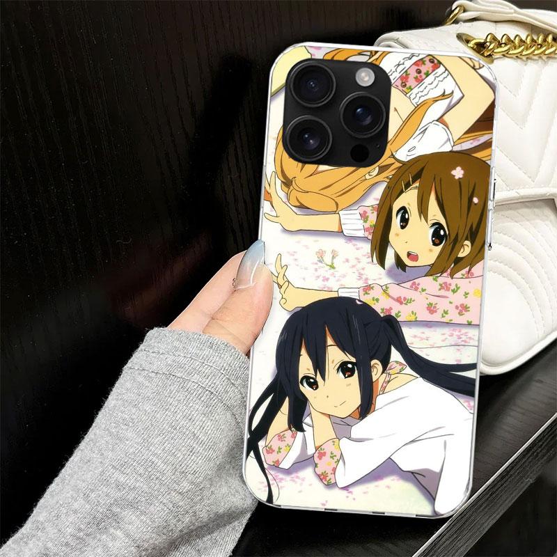 K On! Hirasawa Yui Anime Case for iPhone 17 Air 16 16E 15 14 11 Pro Max Soft Phone Cover 12 13 Mini 7 SE 2020 8 Silicone Black C