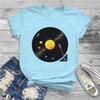 Solar System Vinyl Record Female Shirts Pluto Funny Space Science Loose Vintage Women Tshirts Harajuku Casual Feminine Blusas