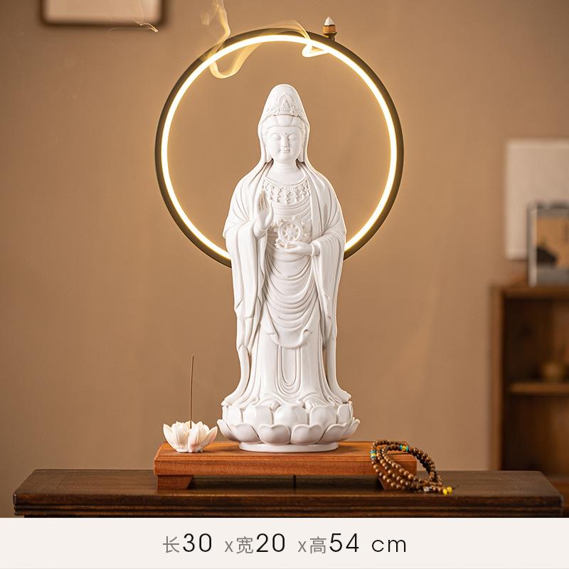 Chinese feng shui ceramic Nanhai Guanyin Bodhisattva statue standing Figure, great Compassion and mercy Guanyin Bodhisattva whit