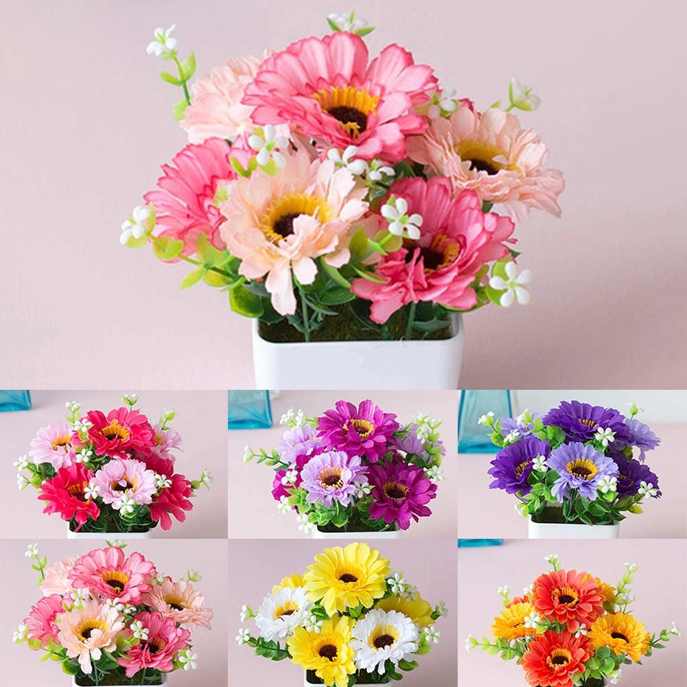 Modern Plastic Outdoor Artificial Flowers Fake Plants In Pot Garden Decoration