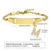 Personalized Initial Letter Stainless Steel Bracelet Custom Engraved Name Bar 18K Gold Plated Waterproof Jewelry for Kid Women