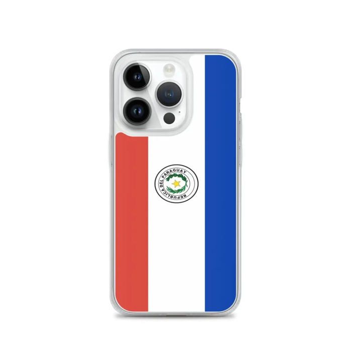 Coque iPhone - Drapeau Paraguay - iPhone 14 Pro - Souple - Multicolore - Design Vertical