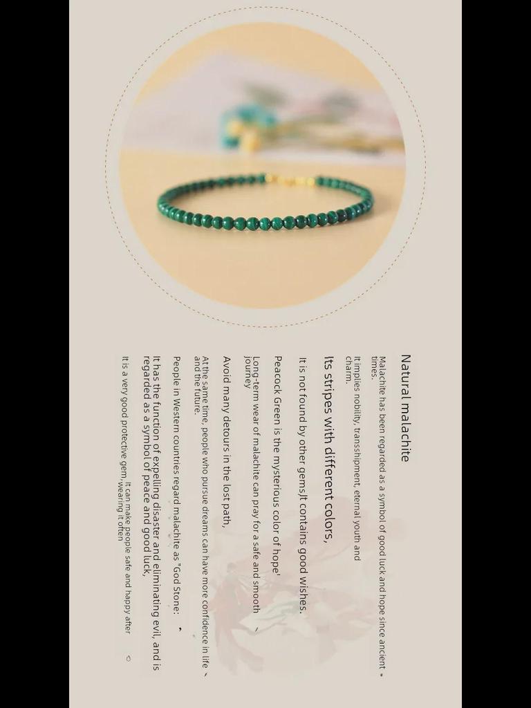 Natural Green Malachite Thin Crystal Bracelet - Cute and Fresh Design for Women