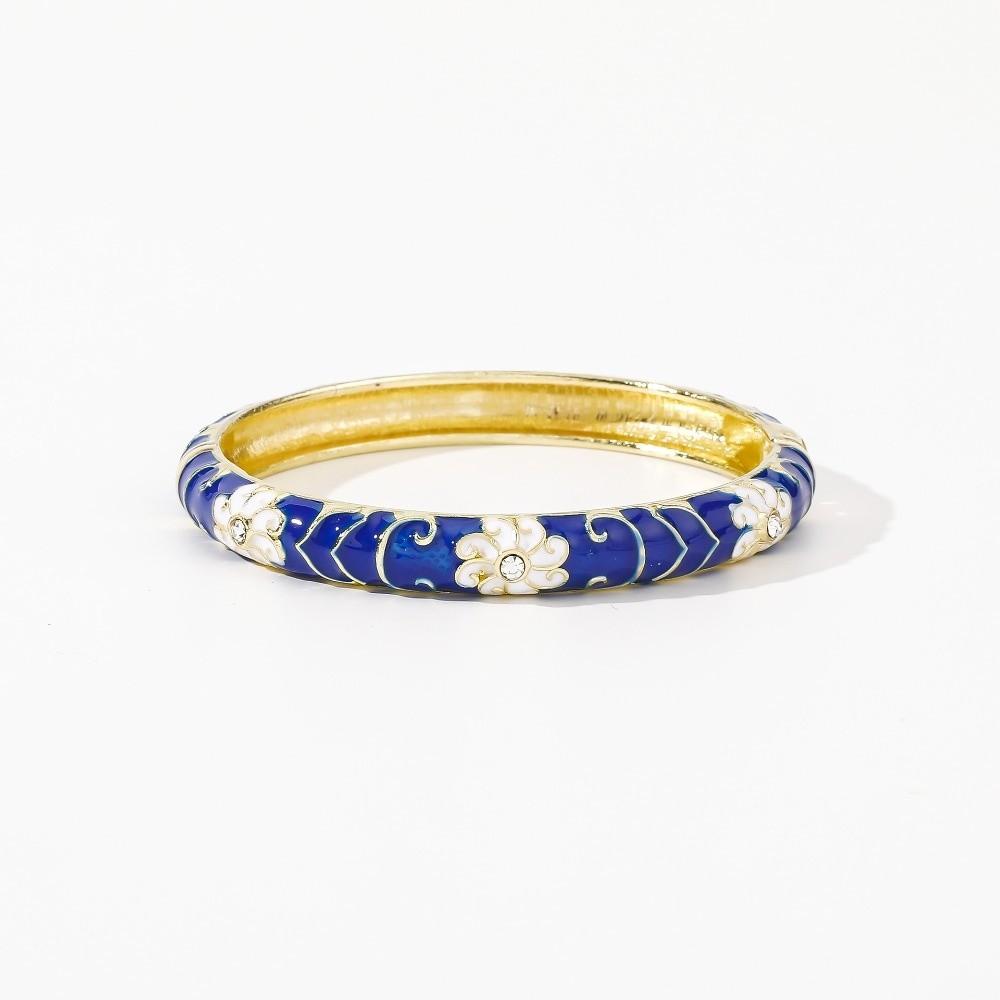 Enamel Vintage Cloisonne Bangle Big Floral Traditional Chinese Flower Bangle Classic Vintage Women's Hand Bracelet Jewelry Gifts