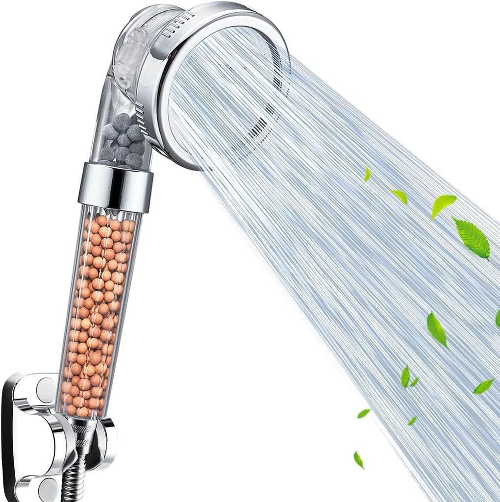 New Shower Bath Head Adjustable 3 Mode High Pressure Stone Stream Handheld Shower Head With Negative Ion Activated Ceramic Balls