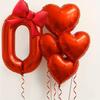 6pcs with Bowknot Number Foil Balloon Romantic Birthday Party Balloons  For Engagements Wedding