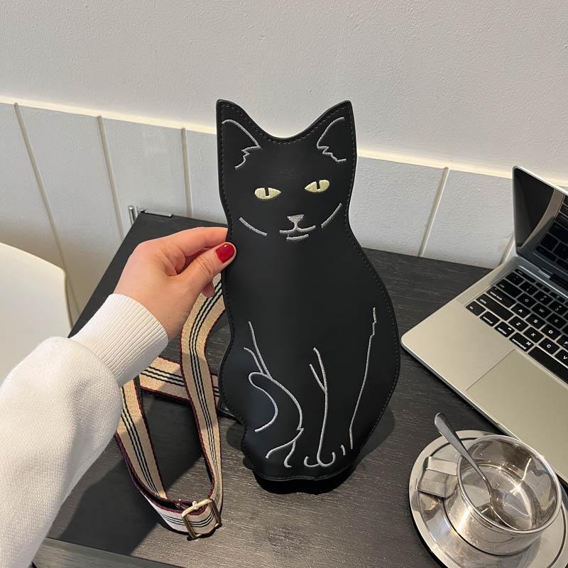 Modische spirituelle dreidimensionale Linienstruktur Cartoon-Katze Umhängetasche Schultergurt Verstellbare Damen-Umhängetasche Brusttasche