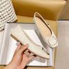Soft Leather Soft Sole Temperament Square Head Single Shoes Women's Spring and Autumn 2025 New Evening Shoes Lightweight Flat Bottom Versatile Grand