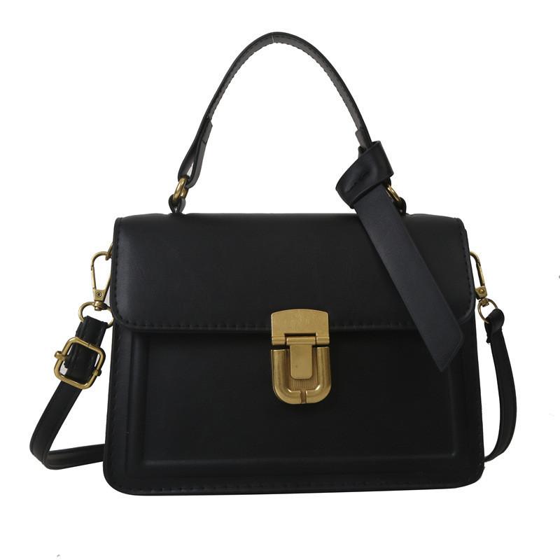 

Minimalist Solid Color Lock Buckle Handheld Small Square Bag Women s Bag Street Fashion Pu Material