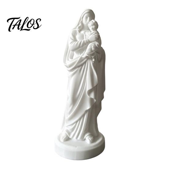 3D Printed Religious Art Virgin Mary Holding Baby Jesus Statue, Holy Mother White Statue Figurine, Christian Tabletop Ornament for Catholic Home Decor