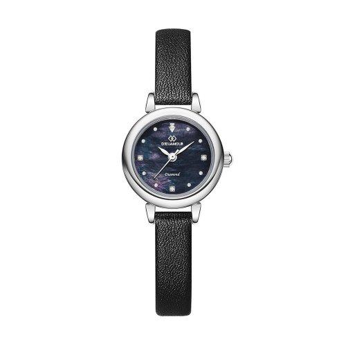 [D EUX AMOUR] D EUX AMOUR Women s Diamond Leather Band Watch DAW3102L-BK FREE