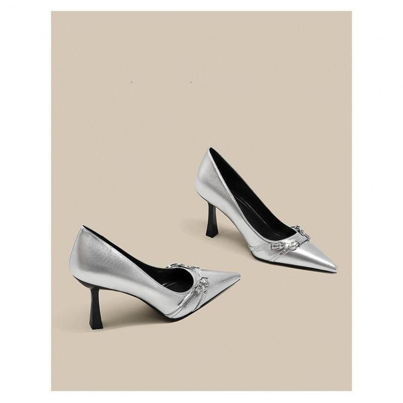 Solid color light familiar celebrity style beautiful high heels women's 2025 new skirt French temperament pointed head stiletto single shoes