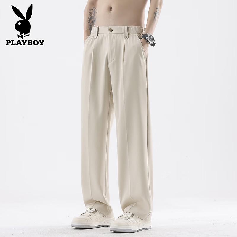 PLAYBOY Men s Ice Silk Straight-Leg Casual Pants 2XL