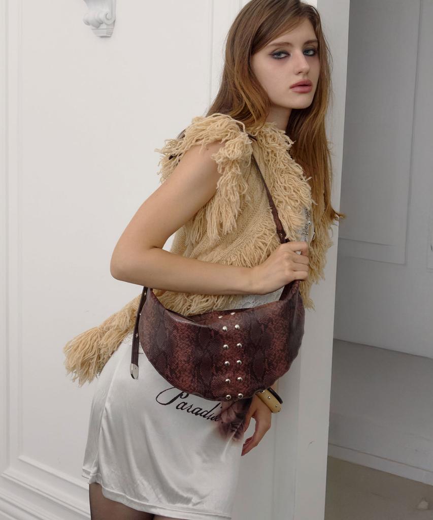 Sand Museum Stuzz Hobo Bag [Python Brown]