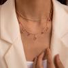 Simple and Stylish Green Diamond-encrusted Water Drop Necklace Alloy Chain Water Diamond Neck Chain