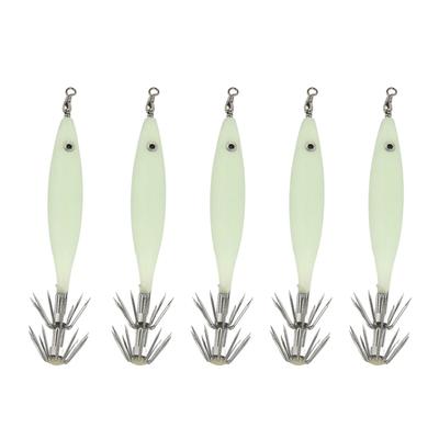 5Pcs 8cm Fishing Lure with Hook Cuttlefish Jig Wood Shrimp Bait for Outdoor Saltwater Freshwater