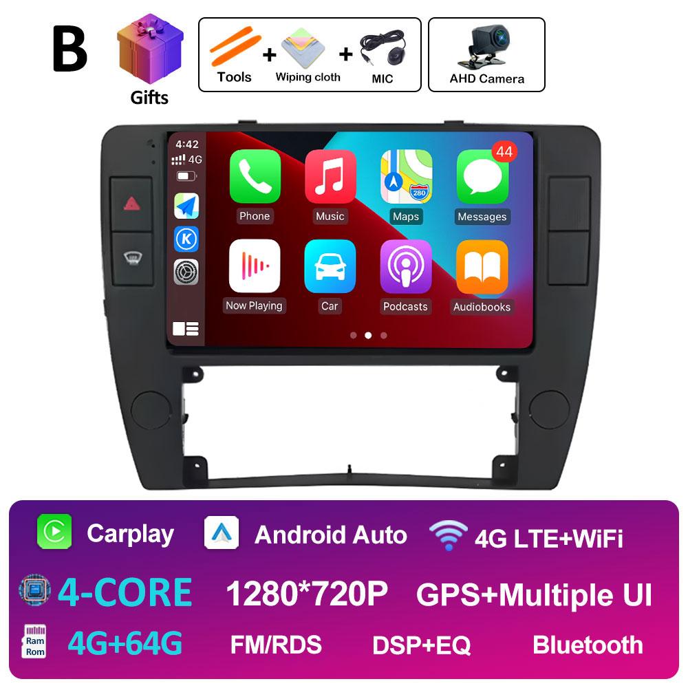Sistem stereo wireless Carplay DSP pentru Volkswagen Passat B5 2000 2001 2002 2003 2004 2005 Android 14, ventilator de răcire, accesorii Bluetooth