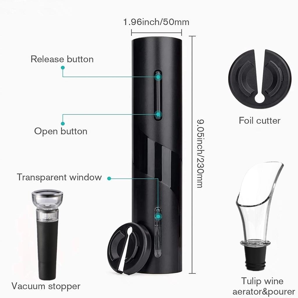4 In 1 Electric Wine Bottle Opener USB Rechargable Automatic Red Wine Corkscrew Foil Cutter Vacuum Stopper Aerator Pourer Set