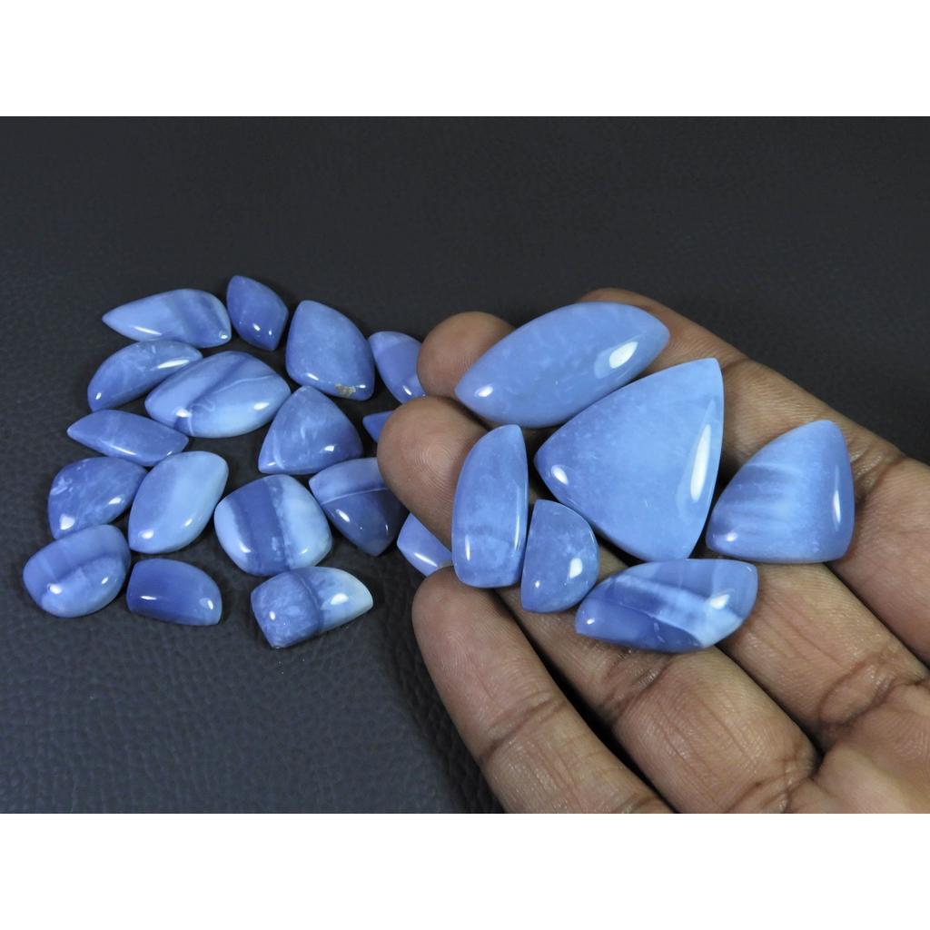 215Cts. Natural Blue Opal Agate Fancy Cabochon Loose Gemstone 23 Pcs Lot C-1876