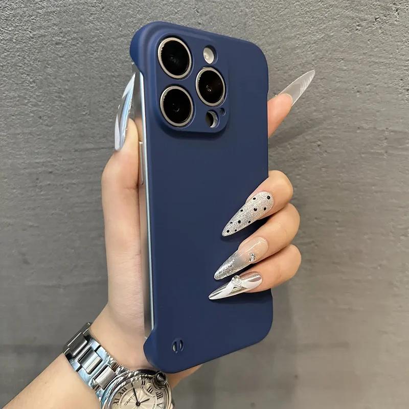 Luxury No Borders Matte Phone Case For iPhone 11 12 13 14 15 Pro Max 7 8 Plus X Xs Max XR Mini Ultrathin Bumper Cases Cover