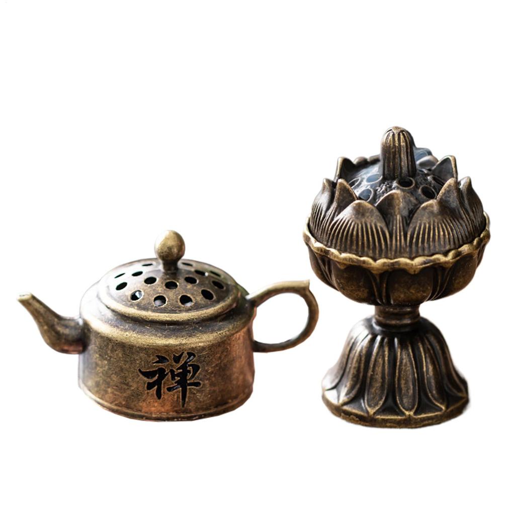 Retro Metal Incense Burner Incense Teapot Shape Incense Chinese Burner Holder Vintage Incense Mini Zen Stand Incense