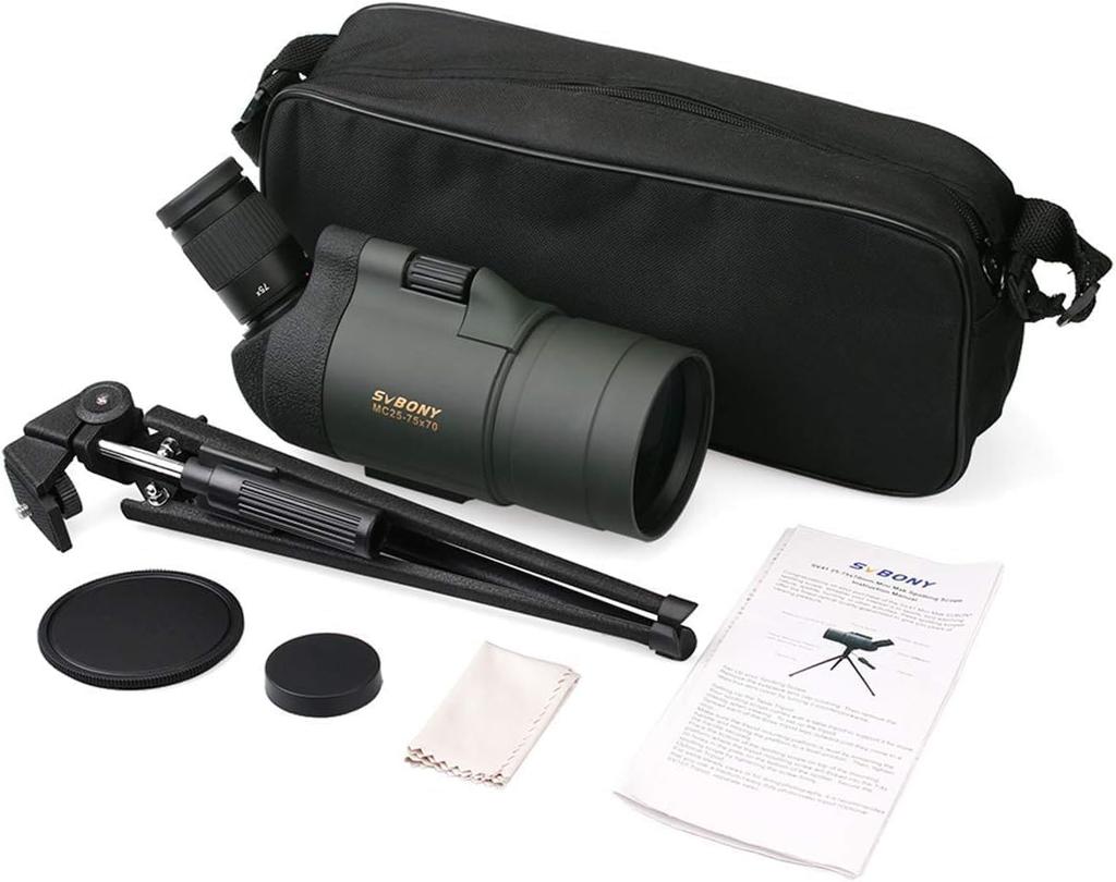 SVBONY SV41 Field Scope 70mm Spotting Scope Archery Scope Compact Bak4 Prism High Magnification FMC IPX7 Waterproof Tabletop Tripod Included