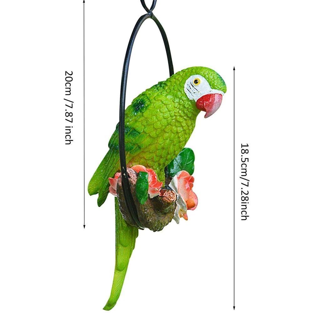 Artificial Bird Statues Iron Ring Hanging Sculpture Parrot Statue For Home Office Room Ornaments