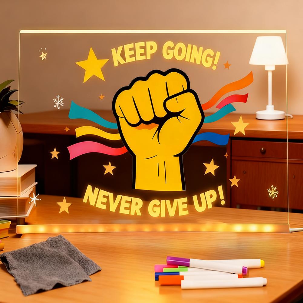 LED Note Board Night Light With Colorful Pens DIY Acrylic Message Board Erasable Painting Drawing Board For Kids Birthday Gift