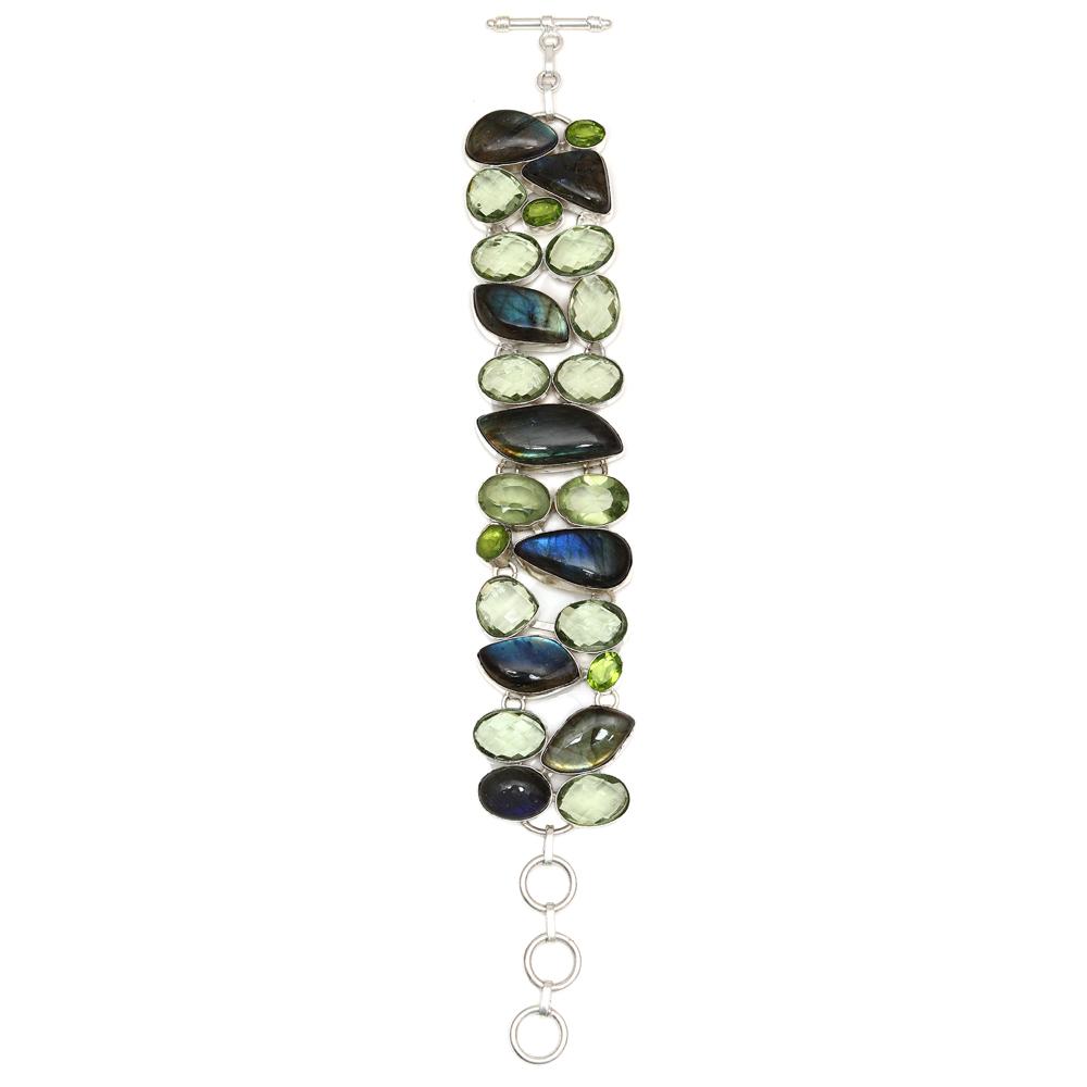 Rainbow Moonstone  Shiney Labrodorite Handicraft Jewelry Necklace Set 16-18''