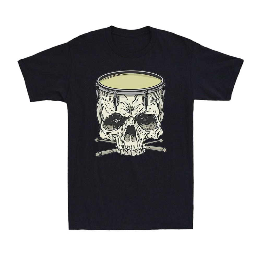 Men s and Women s T-shirts Skull Snare Drum Drummer Drumming Vintage Novelty XS