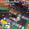 12/96 Kleuren Glitter Highlighter Pennen Set Dubbele Punt Sparkle Markers Zachte Kwast Flitsende Pennen voor DIY Handaccount Kunstbenodigdheden