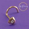 KODY PIERCING 14K GOLD Curved Rod Heart Shape 4mm Adorned with a Zircon