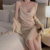 Sleeping Autumn Swing Collar Slit Satin Pajamas New Velvet Lace Sexy Women's Pajamas