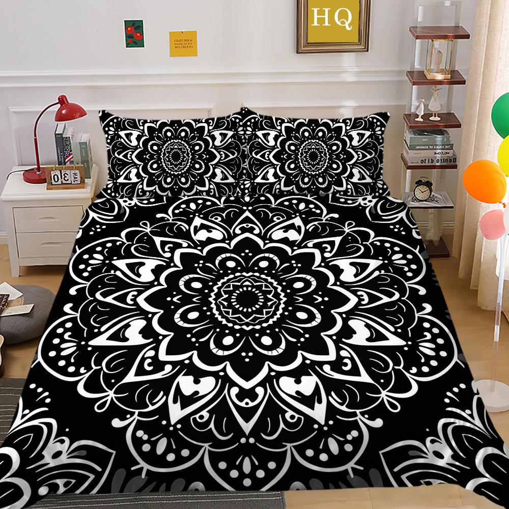 Zestaw poszewek na kołdrę 3D w kolorze czarnym Paisley King Size Home Textiles Girl Bedspread Luxury Bedding Cover Set