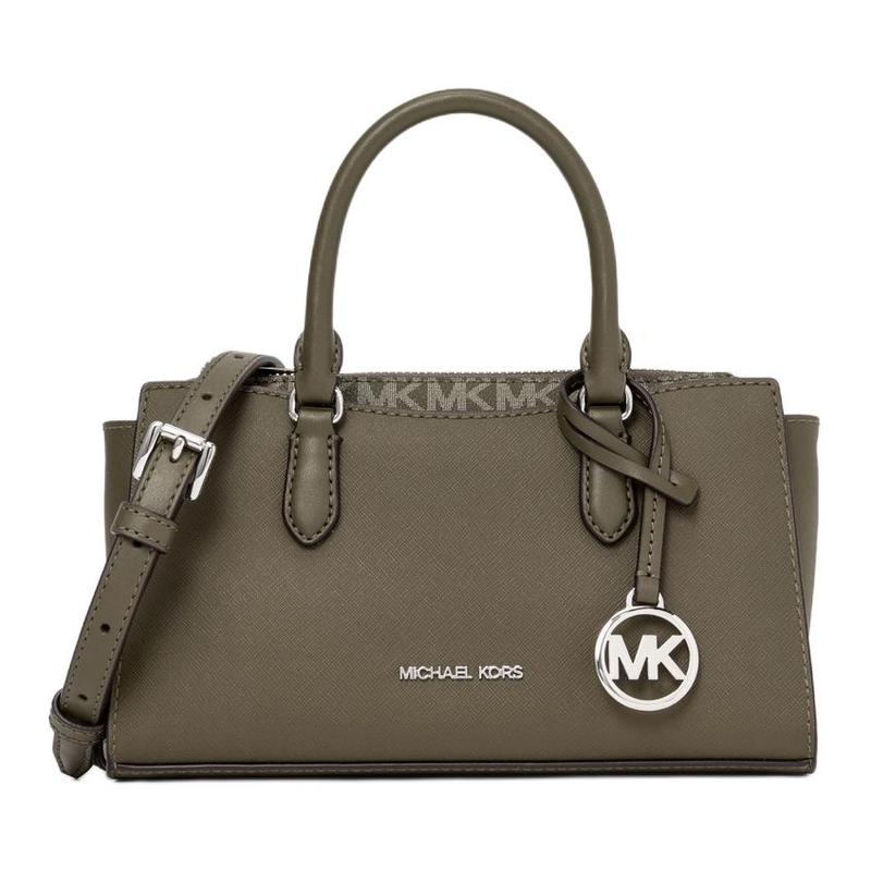 MICHAEL KORS ARDEN ARDEN Brand Logo Artificial Leather Coated Canvas Shoulder Crossbody Handbag Small Women s Olive Green зелёный