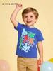 Boys Luminous Cartoon Print Round Neck T-shirt - Summer European & American Style Short Sleeve