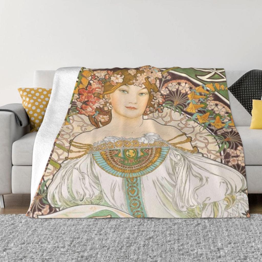 HD F Champenois By Alphonse Mucha HIGH DEFINITION (Original Colors) Custom Travel An Ultra-Soft Micro Fleece Blanket