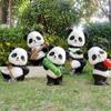5 Pieces Panda Statues with Props Creative Ornaments Waterproof for Families